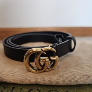Gucci Black Belt with Gold Buckle